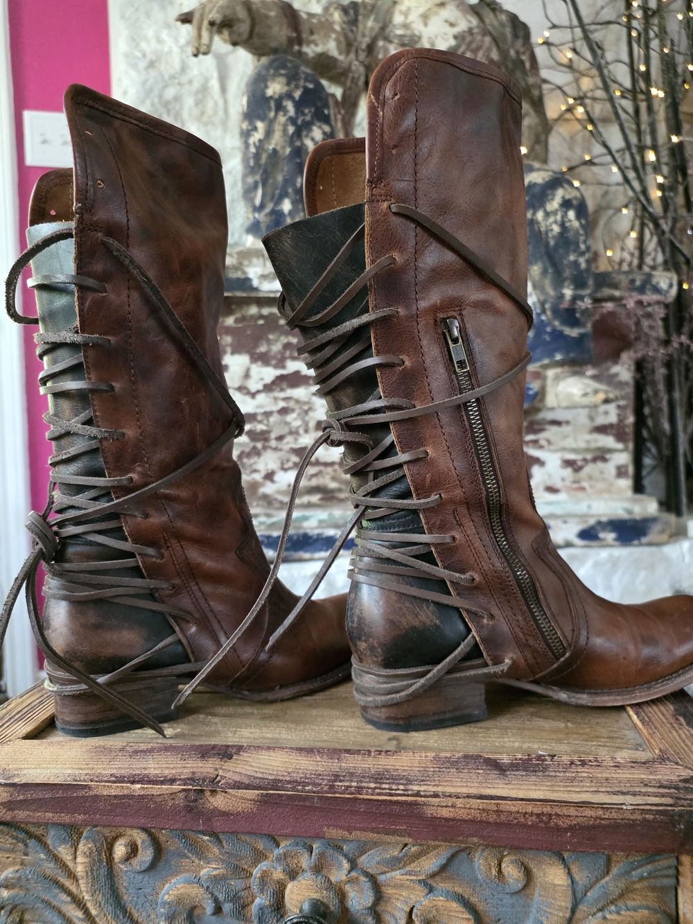 Freebird by Steven Brown Lace-Up Tall Leather Boots - Picture 6 of 11